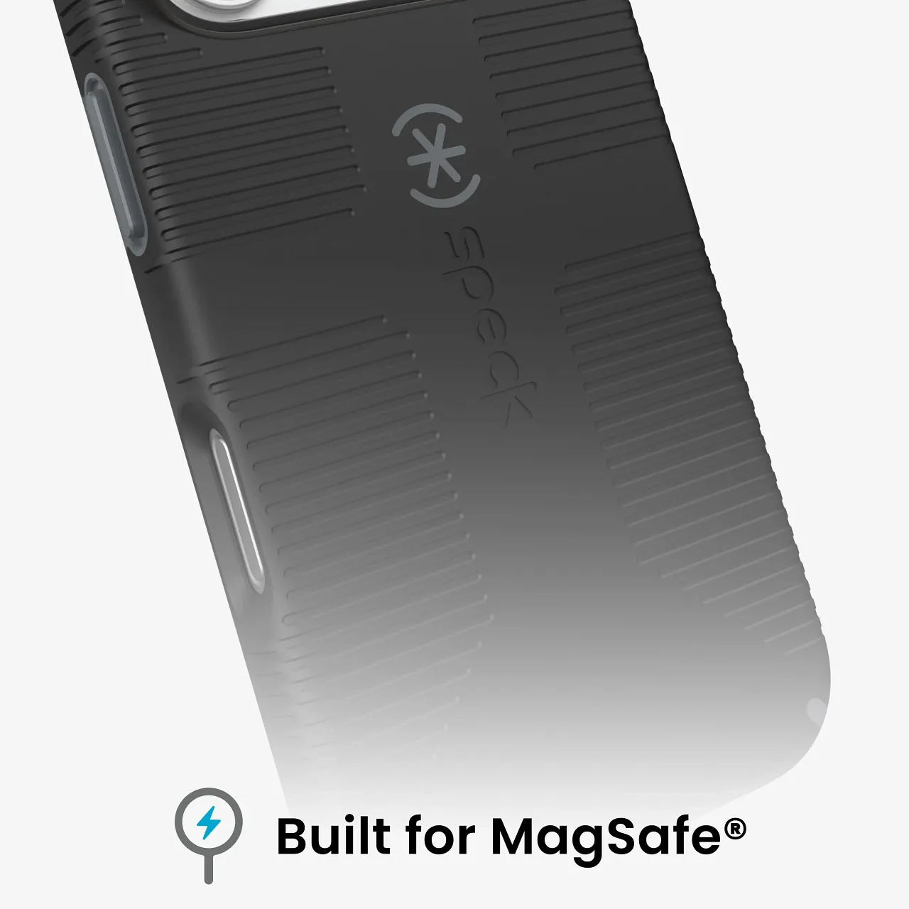 Калъф Speck CandyShell Grip, MagSafe, за iPhone 18 Pro, Black/Slate Grey 9 Вградена магнитна система за MagSafe в Speck CandyShell Grip