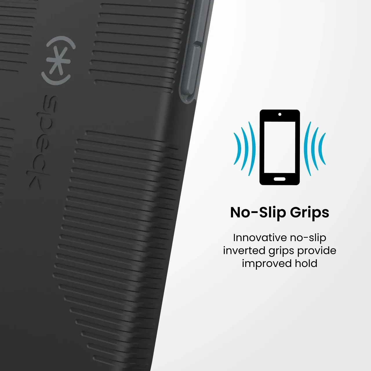 Калъф Speck CandyShell Grip, MagSafe, за iPhone 18 Pro, Black/Slate Grey 8 Релефни зони за по-сигурен захват на Speck CandyShell Grip Black/Slate Grey