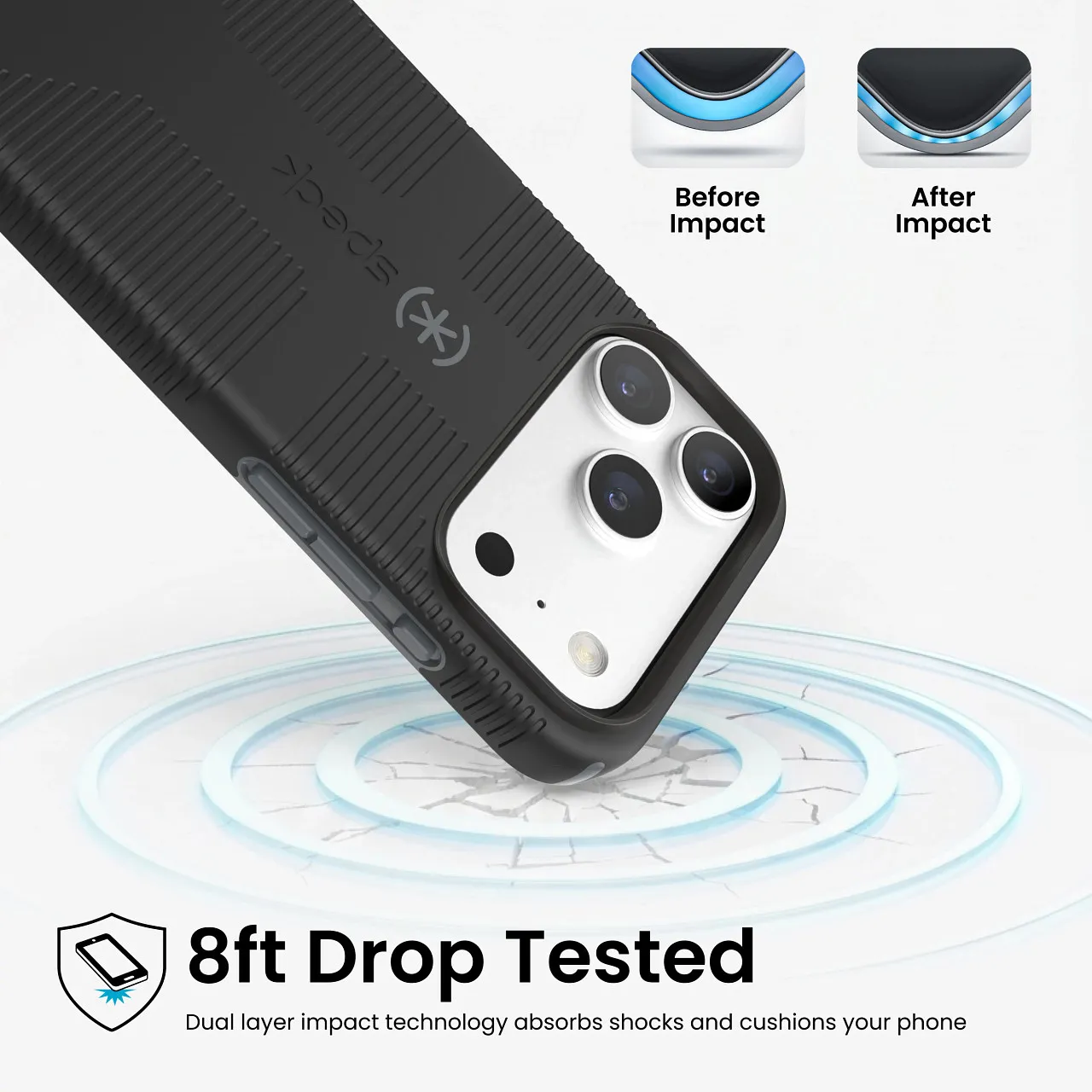 Калъф Speck CandyShell Grip, MagSafe, за iPhone 18 Pro, Black/Slate Grey 7 Speck CandyShell Grip MagSafe с защита при падане до 2.4 м