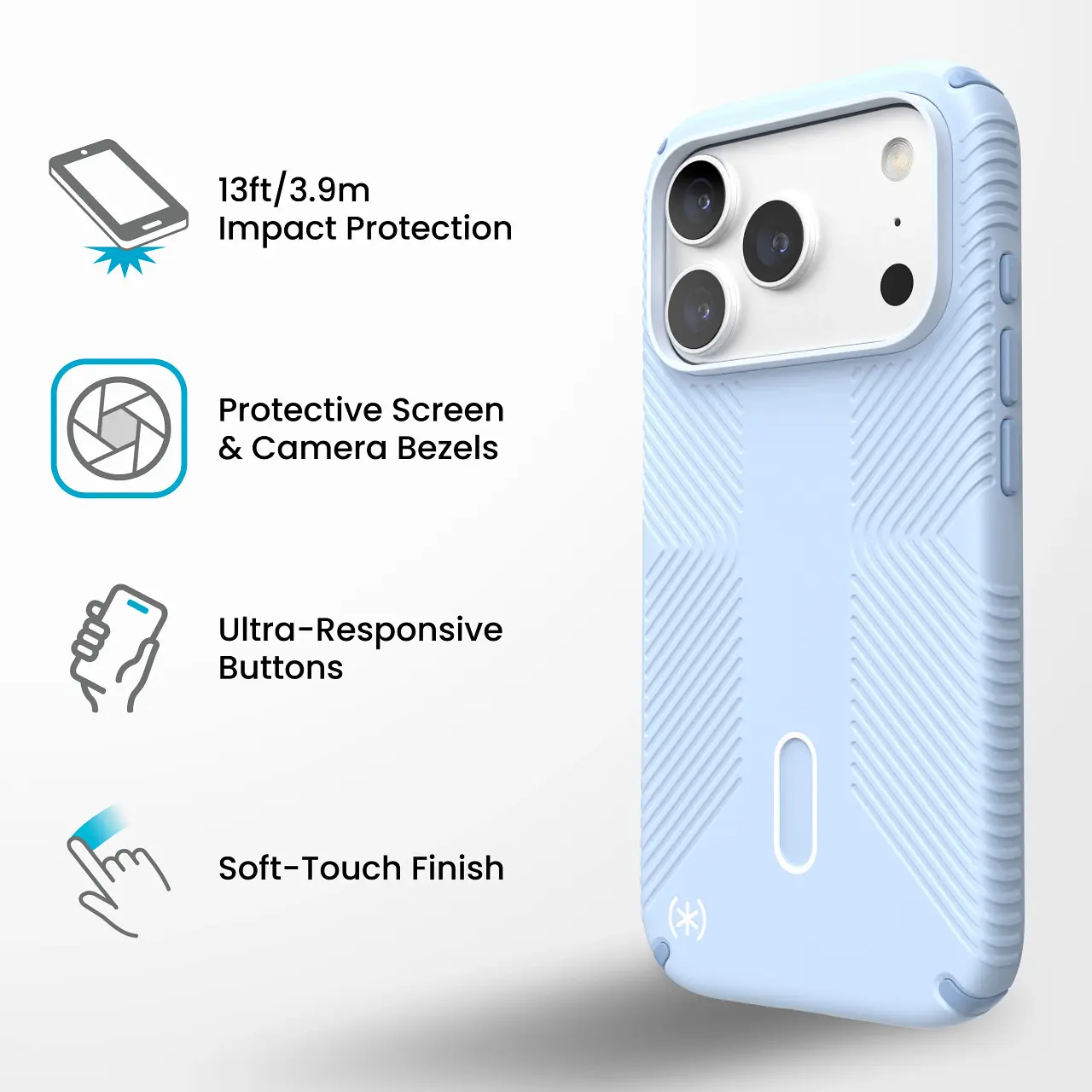 Калъф Speck Presidio2 Grip, MagSafe, ClickLock, за iPhone 18 Pro, Sable 11 Основни защитни характеристики на Speck Presidio2 Grip MagSafe with ClickLock