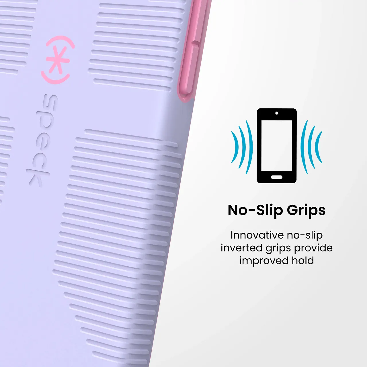 Калъф Speck CandyShell Grip, MagSafe, за iPhone 18 Pro, Lilac 7 Релефни зони за по-сигурен захват на Speck CandyShell Grip Lilac