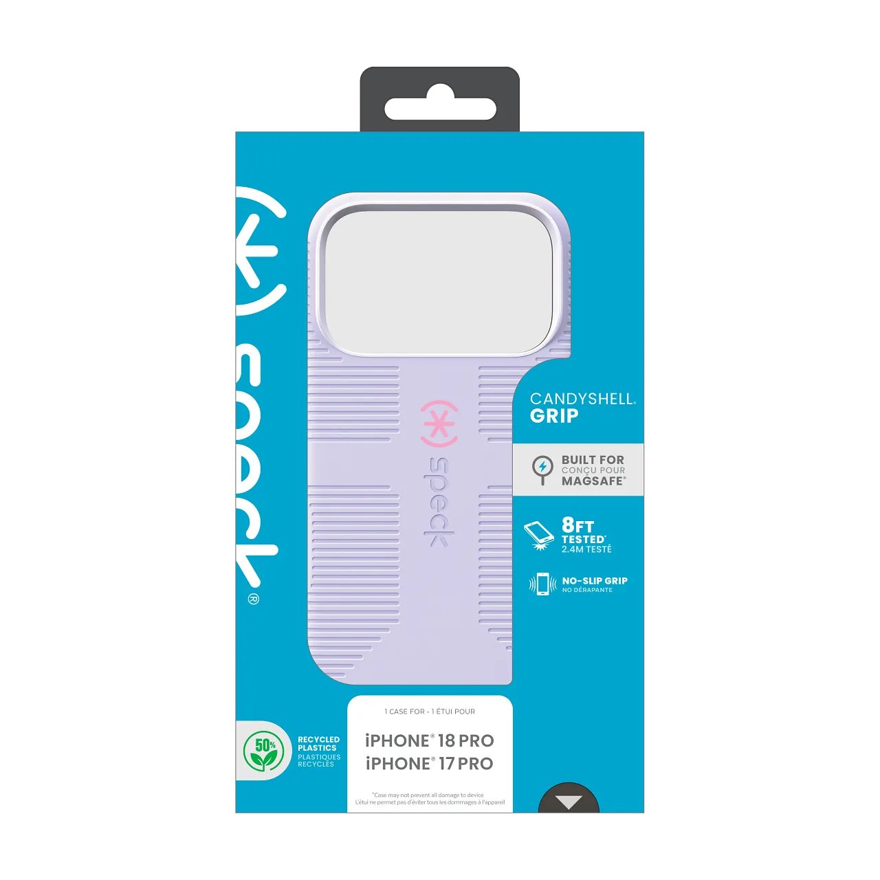Калъф Speck CandyShell Grip, MagSafe, за iPhone 18 Pro, Lilac 10 Оригинална опаковка на Speck CandyShell Grip MagSafe Lilac